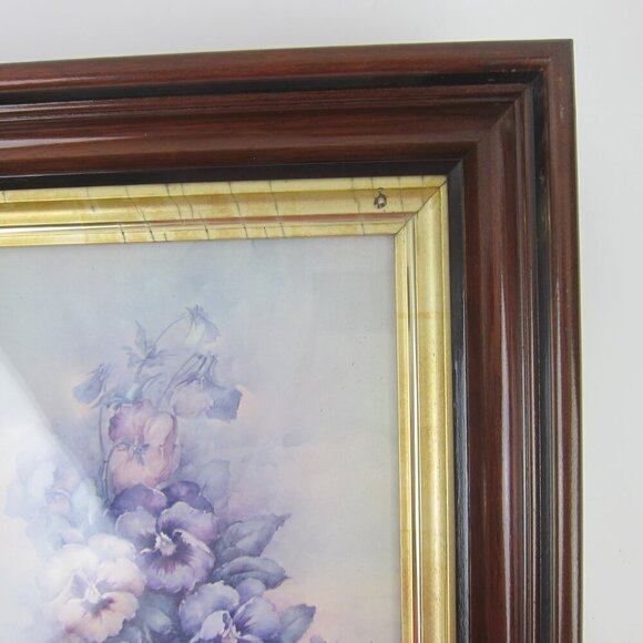 Antique Victorian Deep Picture Frame Wood Gilt Vintage Sonie Ames Flower Print - Picture 3 of 15
